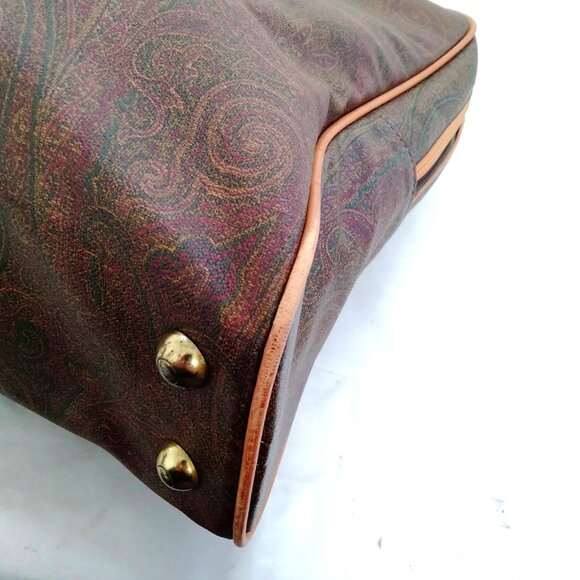 Vintage Etro Lrg Weekender Paisley Briefcase Laptop Shoulder Bag Crossbody Chain - Picture 14 of 16